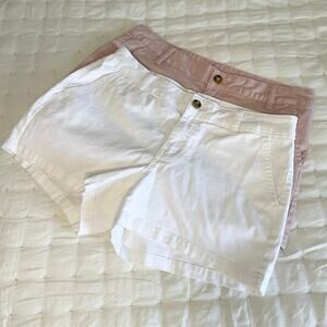 Bundle of 2 a.n.a. Mid-rise Shortie Cotton Shorts | White & Pink Size 8 | EUC